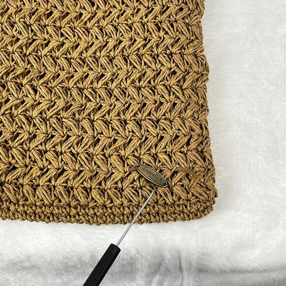 Cappelli Straworld Woven Crossbody Bag Brown Raffia Boho Festival 8x10 Zip Strap - Picture 10 of 14